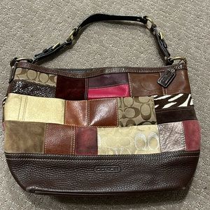 Coach Brown and Pink Patchwork Shoulder Bag